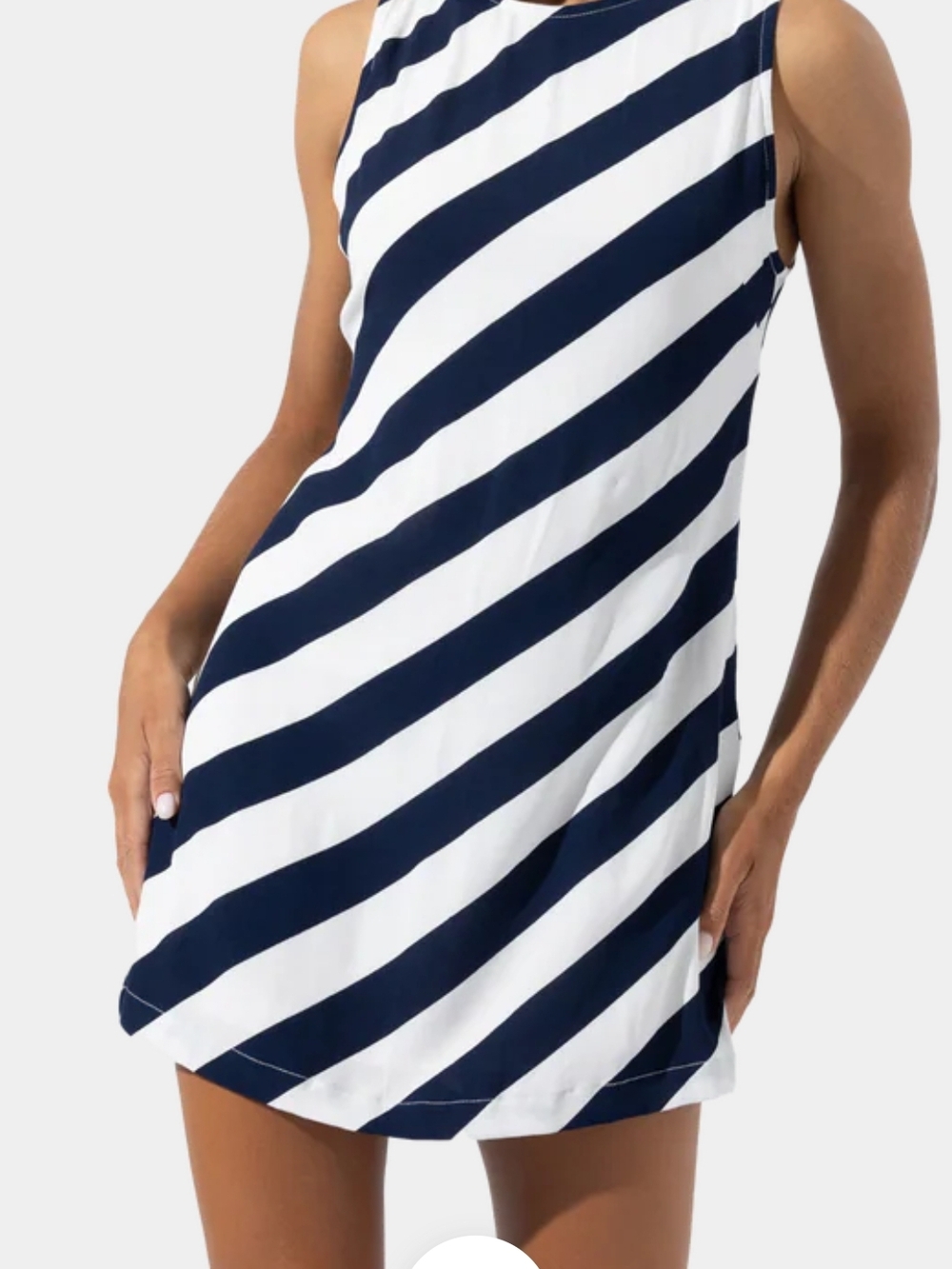 Lusana Nico Crepe Mini Dress.Nautical Stripe. Lined. Medium Ladies. 100% Viscose